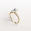 Liora Muse 2CT Lab Grown Emerald Cut Solitaire Pave Engagement Ring in 10K Solid Gold