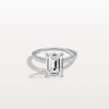 Liora Muse 3CT Lab Grown Emerald Cut Solitaire Pave Engagement Ring in 10K Solid Gold