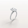 Liora Muse 3CT Lab Grown Emerald Cut Solitaire Pave Engagement Ring in 10K Solid Gold