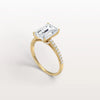 Liora Muse 3CT Lab Grown Emerald Cut Solitaire Pave Engagement Ring in 10K Solid Gold