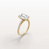 Liora Muse 3CT Lab Grown Emerald Cut Solitaire Pave Engagement Ring in 10K Solid Gold