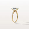 Liora Muse 3CT Lab Grown Emerald Cut Solitaire Pave Engagement Ring in 10K Solid Gold