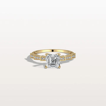 Hidden Halo Asscher Cut 1CT Lab Grown Diamond Pave Ring