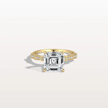 Hidden Halo Asscher Cut 3CT Lab Grown Diamond Pave Ring