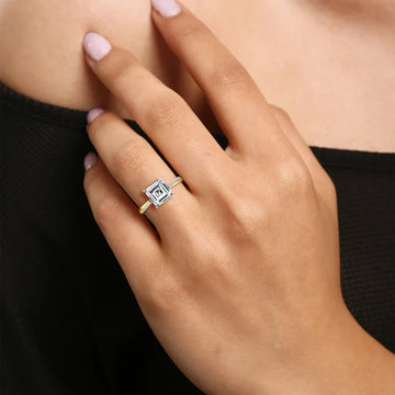Liora Muse 3CT Asscher Cut Lab Diamond Twisted Engagement Ring In 10K Solid Gold
