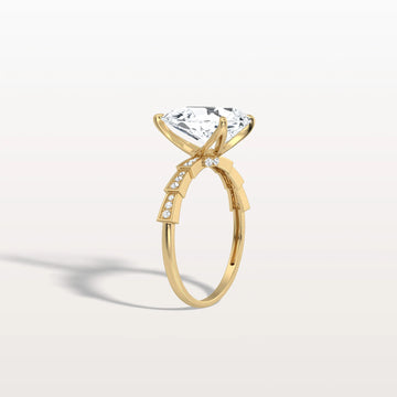 Liora Muse 3.00 Carat Pear Shape Lab Grown Diamond Hidden Halo Ring with Diamond Pavé Band 9k Gold