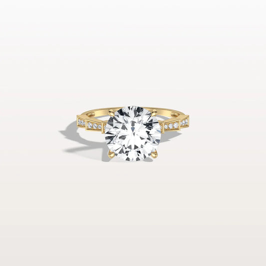Liora Muse 3CT Round Solitaire Lab-grown Diamond Channel Set Engagement Ring in 10K Solid Gold