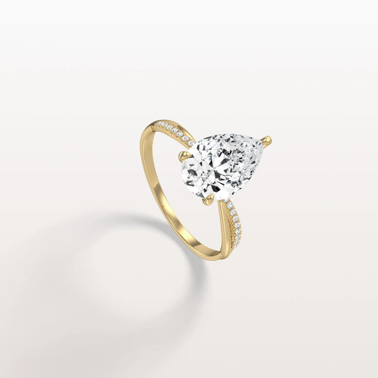 Liora Muse 2CT Pear Lab Diamond Engagement Ring–Twisted 10K Gold Band