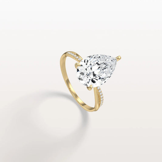 Liora Muse 3CT Pear Lab Diamond Engagement Ring–Twisted 10K Gold Band
