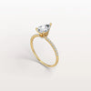 Liora Muse 1CT Pear Lab Diamond Engagement Ring with Pave Band in 10K Solid Gold
