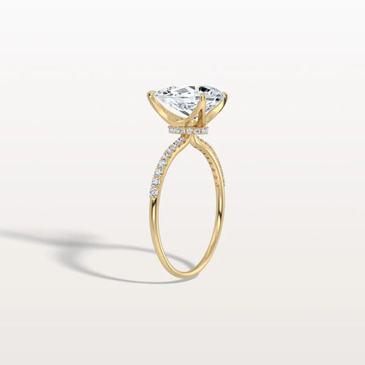 Liora Muse 2CT Pear Lab Diamond Engagement Ring with Pave Band in 10K Solid Gold