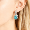 8.00ct Pear-Cut Ocean Blue Gemstone & Lab-Grown Diamond Drop Earrings