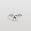 Liora Muse 3.00 Carat Radiant Cut Lab Grown Diamond 4 Prong Ring with 4 mini Side Stone and twisted band 9k Gold