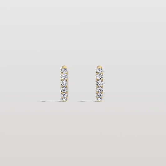 Half Eternity Huggie Diamond Hoop Earring - 14mm