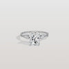 Liora Muse 2.00 Carat Radiant Cut Lab Grown Diamond 4 Prong Ring with 4 mini Side Stone and twisted band 9k Gold