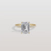 Liora Muse 3CT Lab Grown Emerald Cut Solitaire Pave Engagement Ring in 10K Solid Gold