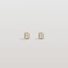 Octagon Bezel Set 1CTW Emerald Cut Single Diamond Stud Earrings