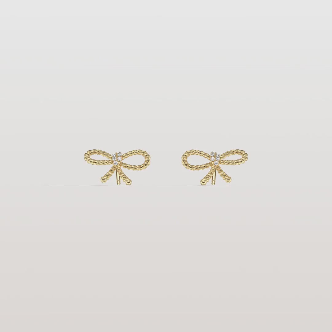 Lab Grown Diamond Rope Bow Stud Earrings