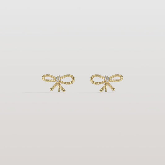 Lab Grown Diamond Rope Bow Stud Earrings