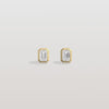 Octagon Bezel Set 2CTW Emerald Cut Solitaire Diamond Stud Earrings