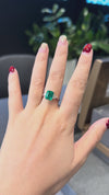 Colombian Emerald Ring 2.2ct Oval Emerald 7x9mm 925 Silver 18K Gold Plated Vintage Statement Ring