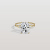 Liora Muse 3.00 Carat Radiant Cut Lab Grown Diamond 4 Prong Ring with 4 mini Side Stone and twisted band 9k Gold