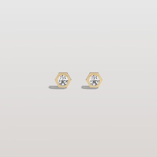 Hexagon Bezel Lab Grown Diamond Stud Earrings