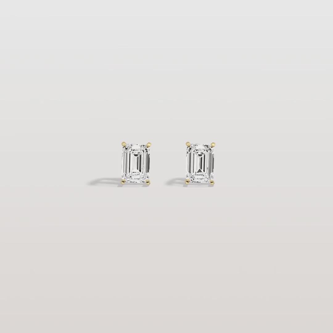  Emerald Cut Lab Grown Diamond Stud Earrings IGI Certified – Classic Claw Prong