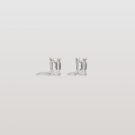  Emerald Cut Lab Grown Diamond Stud Earrings IGI Certified – Classic Claw Prong