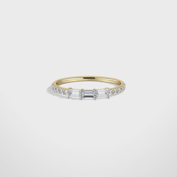 Baguette And Round Lab Diamond Half Eternity Band