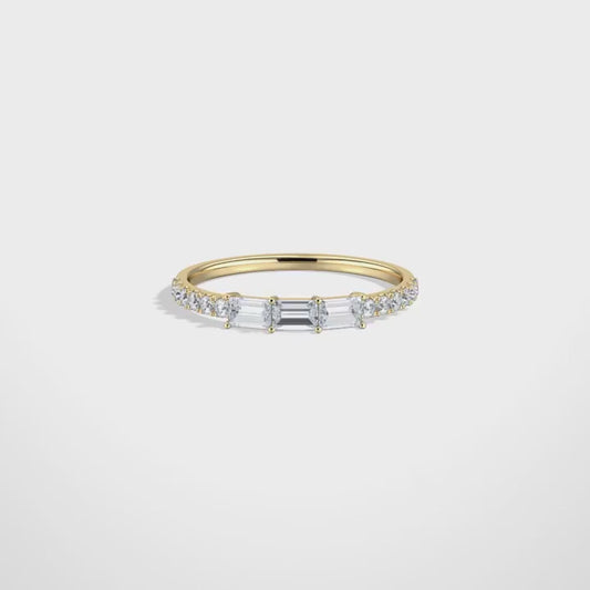 Baguette And Round Lab Diamond Half Eternity Band