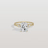 Liora Muse 2.00 Carat Radiant Cut Lab Grown Diamond 4 Prong Ring with 4 mini Side Stone and twisted band 9k Gold